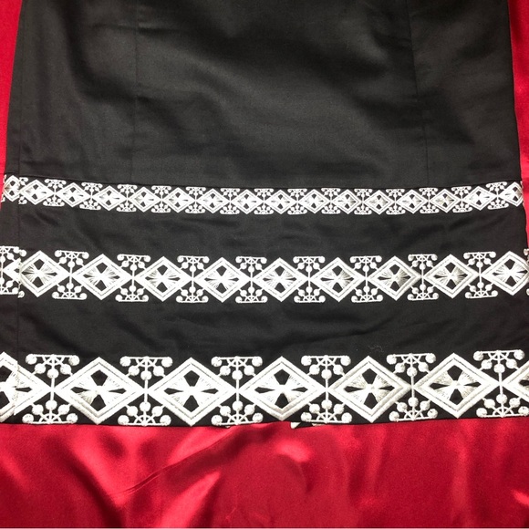 White House Black Market (WHBM) Black & White Embroidered Sheath Dress - Picture 5 of 11